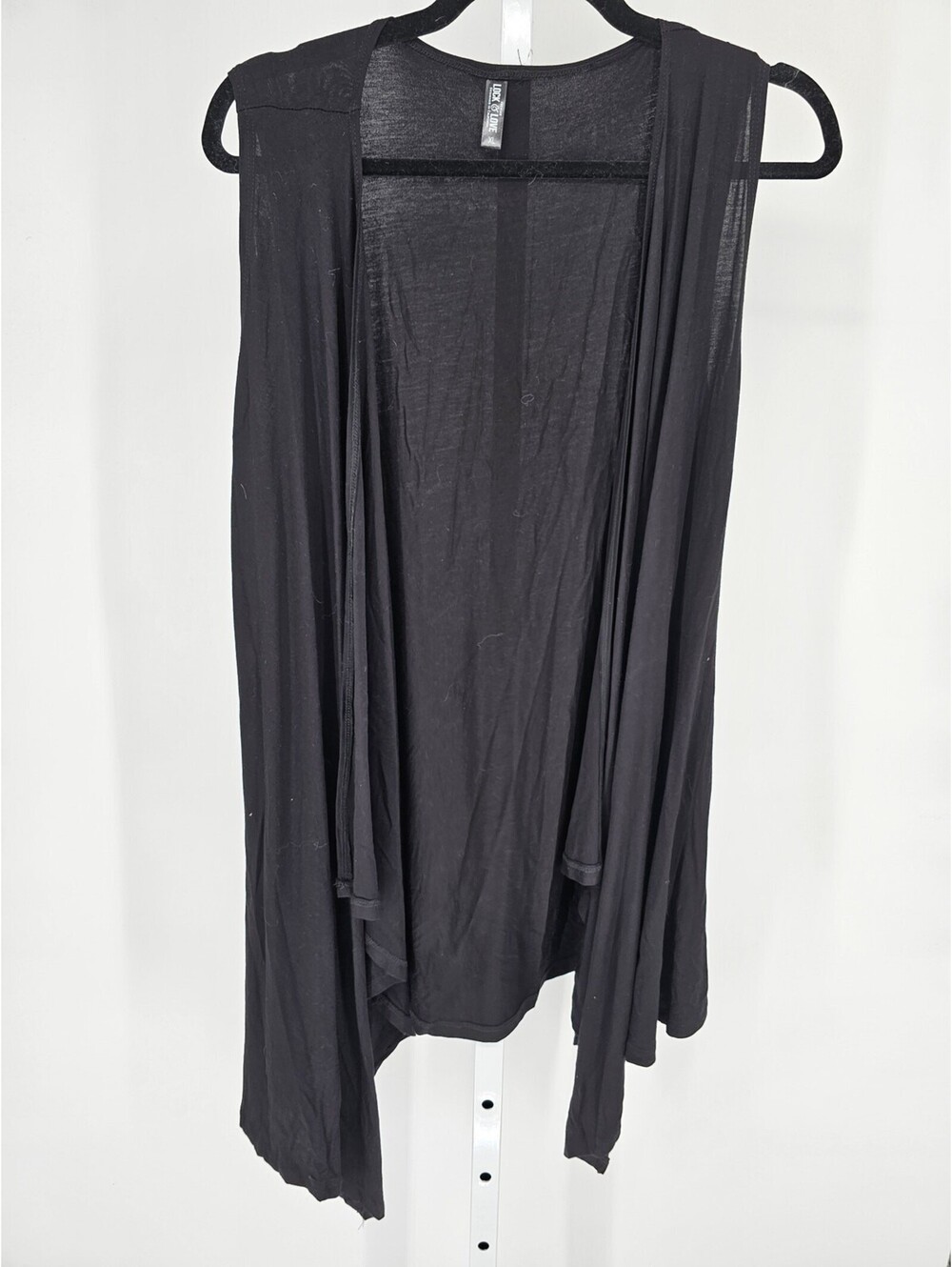 Lock & Love Womens Sz XL Open Front Sleeveless Cardigan Solid Black Vest